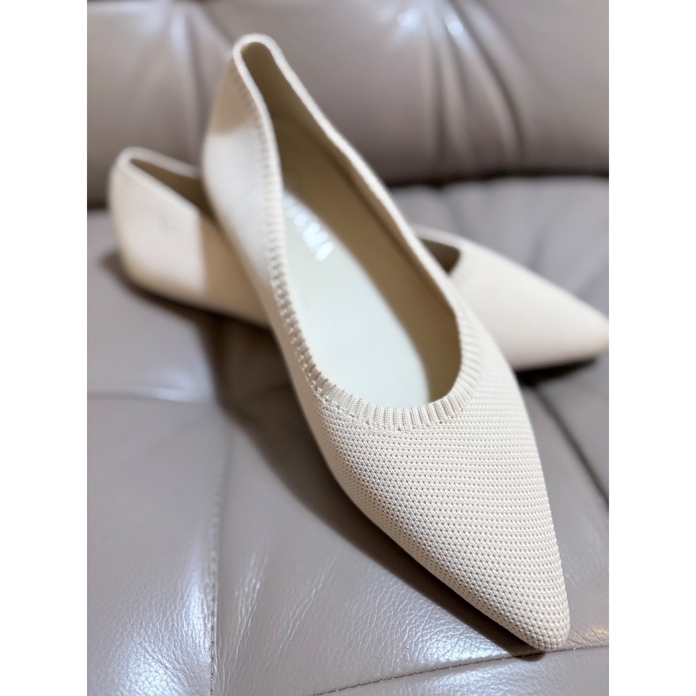 Vivaia Ballet Flats Aria 5.0 Pointed Toe Cream Ivory Knit Shoes Womens 43